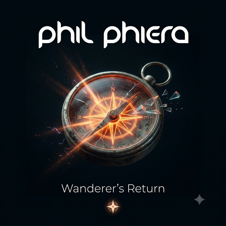 Cover artwork of Wanderer's Return by Phil Phiera — a glowing compass shattering glass